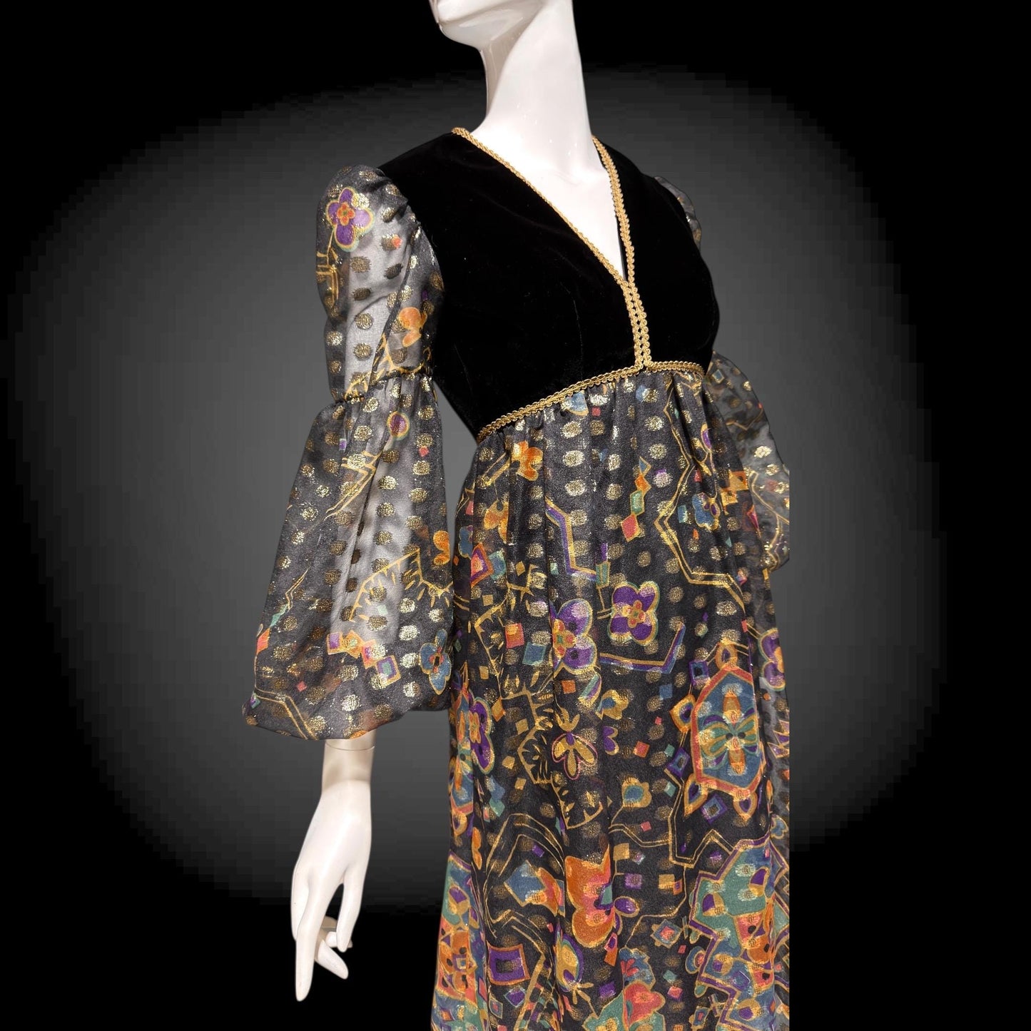 LORD & TAYLOR Vintage 1960s cocktail dress, Malcolm Starr Babydoll Empire Waist evening party dress