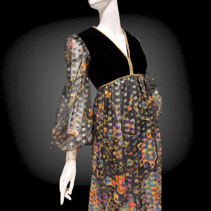 LORD & TAYLOR Vintage 1960s cocktail dress, Malcolm Starr Babydoll Empire Waist evening party dress