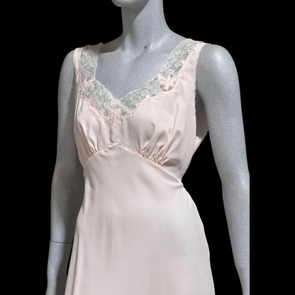 I. MAGNIN 1940s vintage Pink bias cut Nightgown: Old Hollywood Slip Dress