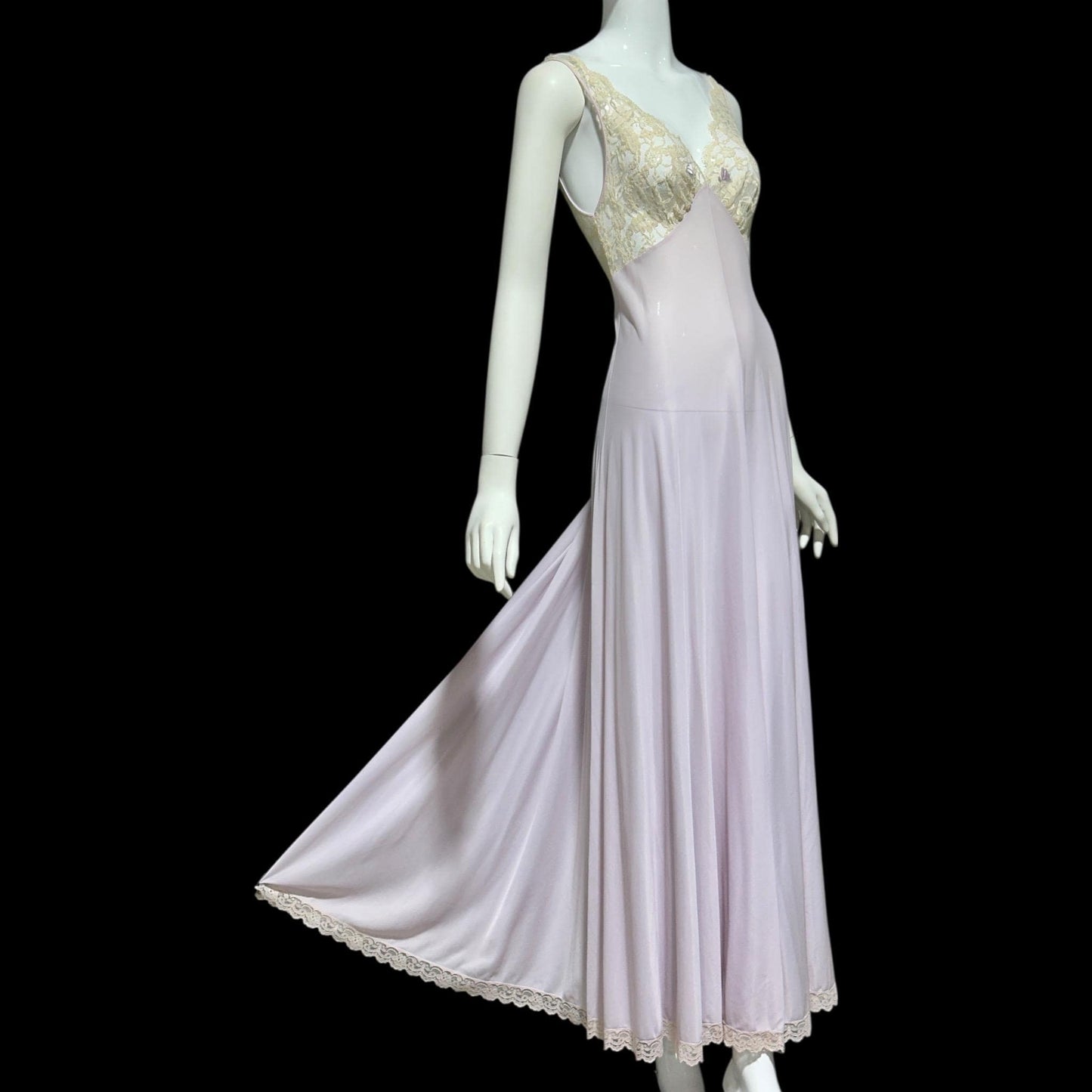 CLAIRE SANDRA by Lucie Ann vintage 1960s Nightgown: Powder Lavender Jersey Knit Gown