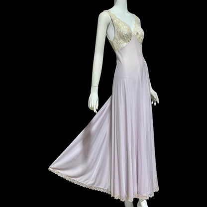 CLAIRE SANDRA by Lucie Ann vintage 1960s Nightgown: Powder Lavender Jersey Knit Gown