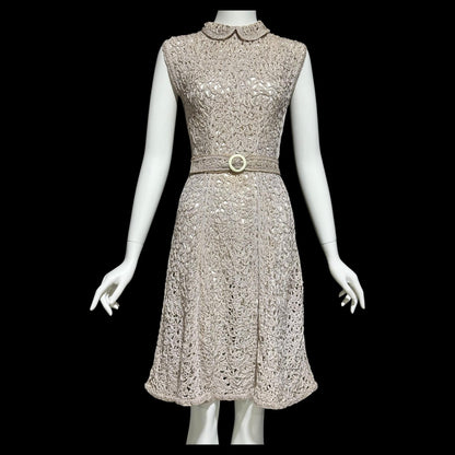 1930s vintage Ribbon Dress, Dusty Mauve shirt day dress with peter pan collar