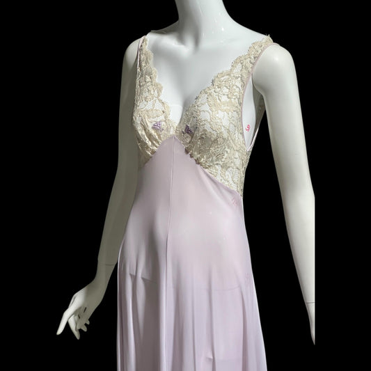 CLAIRE SANDRA by Lucie Ann vintage 1960s Nightgown: Powder Lavender Jersey Knit Gown