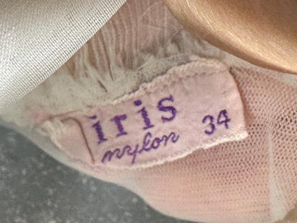 IRIS vintage 1930s Nightgown slip dress, ethereal white sheer waffled nylon lingerie dress