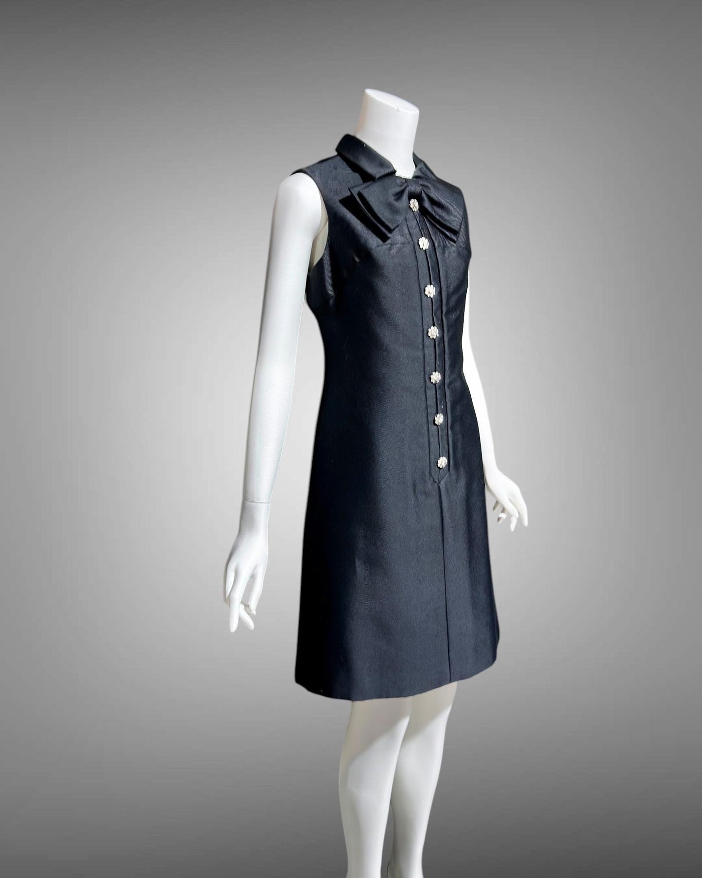 PAT SANDLER Vintage mod party dress, 1960s Black sassy shift evening dress, preppy cocktail dress