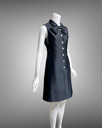 PAT SANDLER Vintage mod party dress, 1960s Black sassy shift preppy cocktail dress