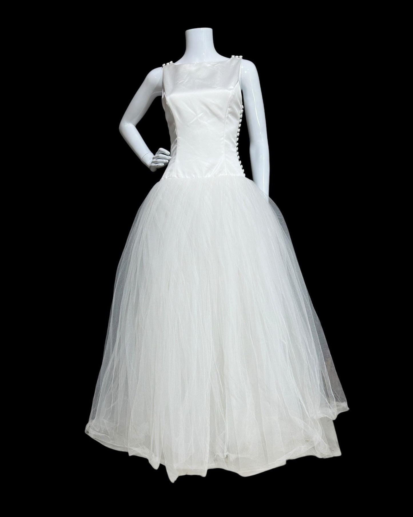 vintage wedding dress gown, VERA WANG 90s satin bodice tulle skirt bridal gown, 34 bust 28 waist