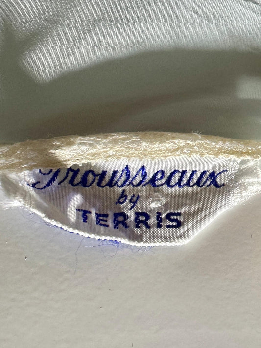 TROUSSEAUX vintage 1940s nightgown slip dress, powder blue rayon lingerie dress, full length