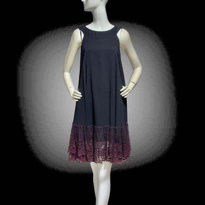 LILLI DIAMOND, vintage 1960s MOD cocktail dress, Black crepe shift trapeze tent party dress