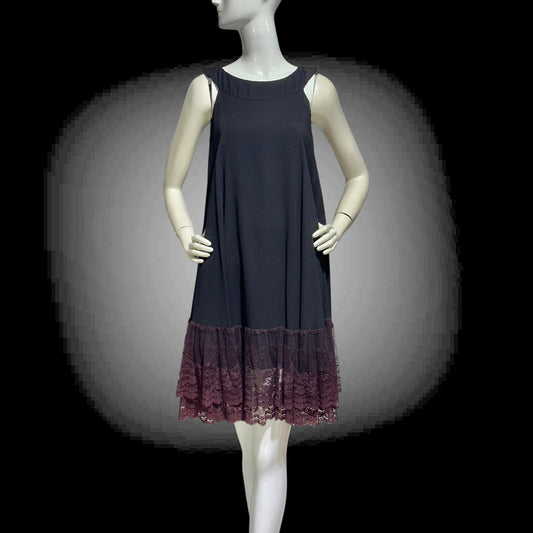 LILLI DIAMOND, vintage 1960s MOD cocktail dress, Black crepe shift trapeze tent party dress