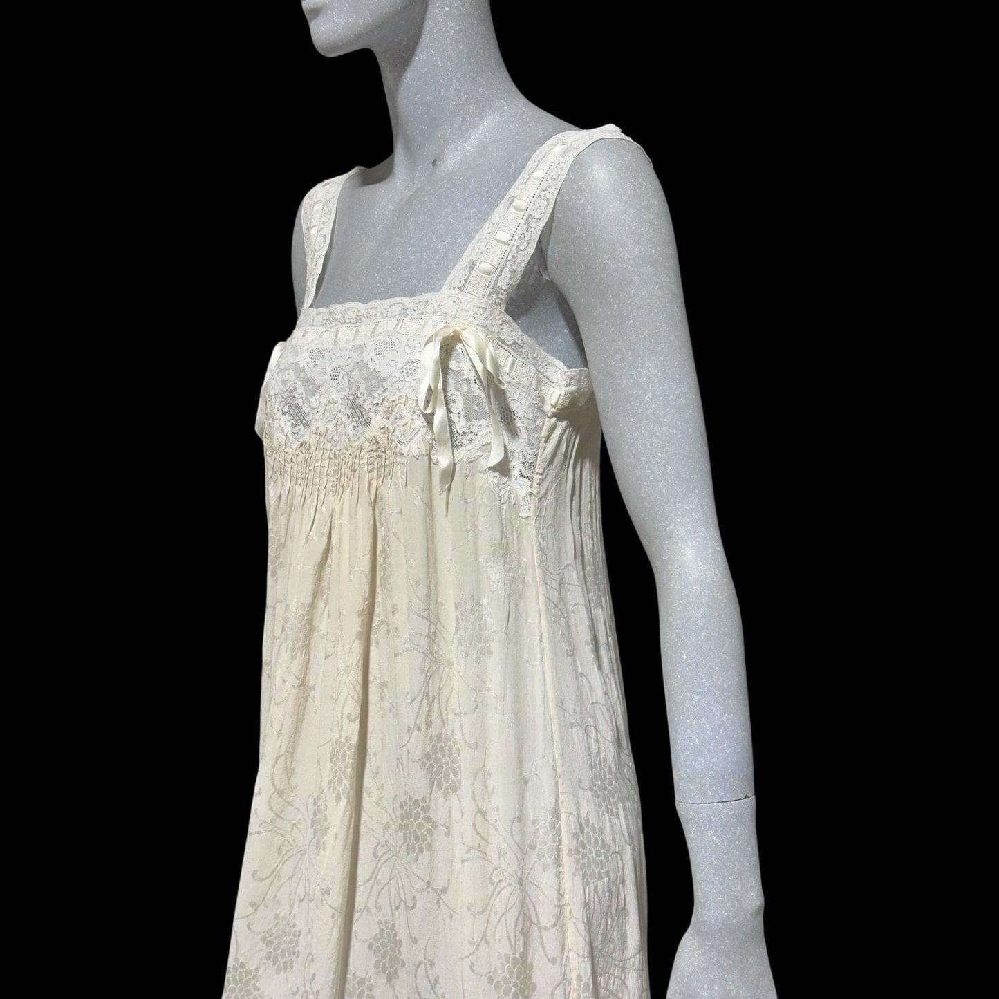 NANOUCHKA Vintage Edwardian style silk nightgown slip dress, pin tucks and lace babydoll night dress