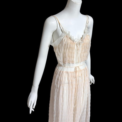 BY IRIS, vintage 1930s Nightgown slip dress, ethereal sheer waffled nylon night dress
