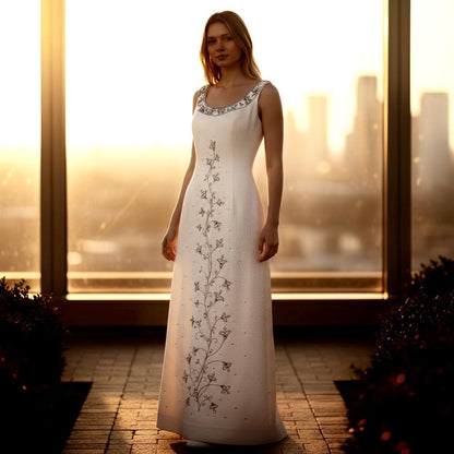 JEAN LOUIS 1960s vintage White beaded evening dress, ball gown Wedding dress, Beads and Rhinestones Sparkle