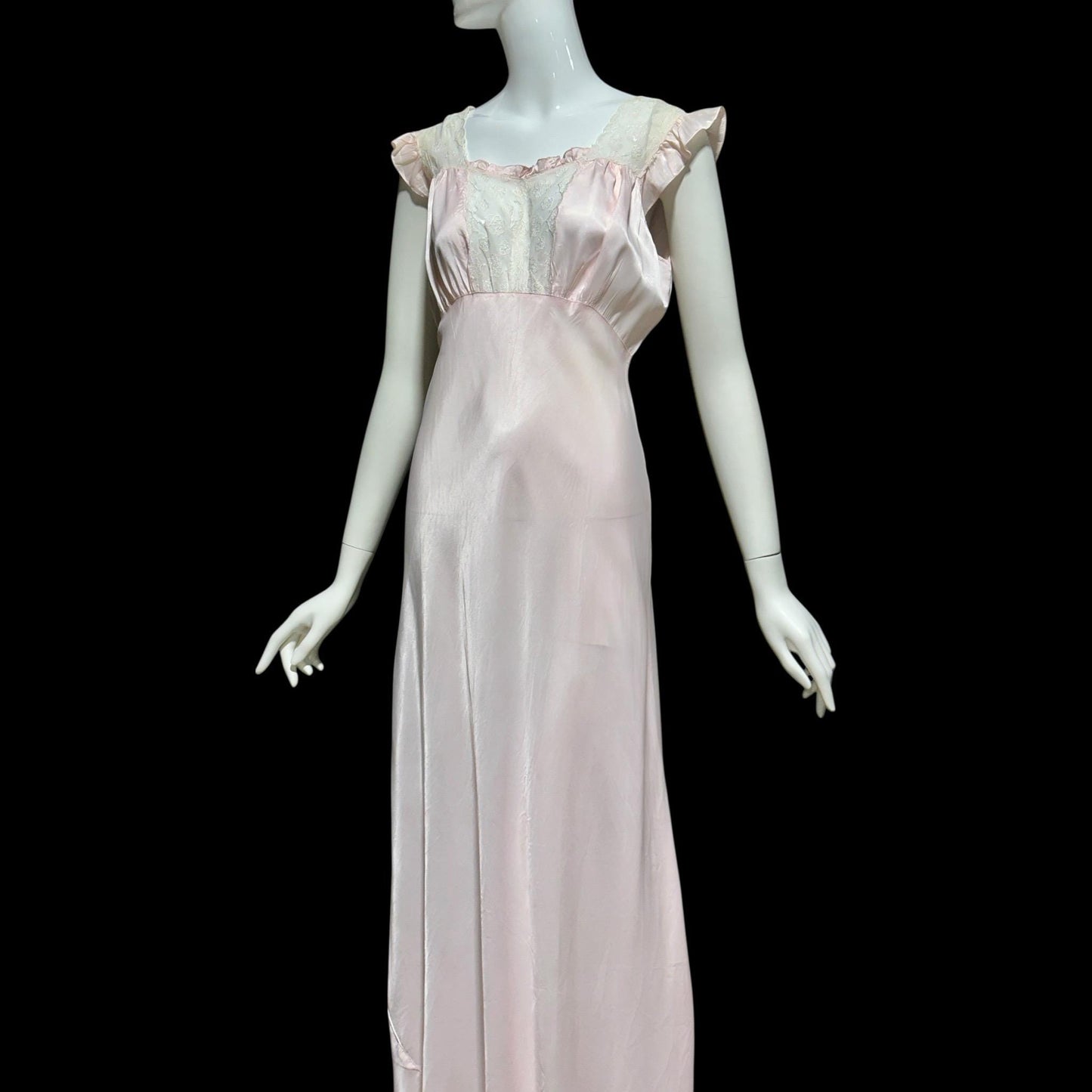 1940s Pink bias cut Nightgown: Vintage Pale pink Old Hollywood Slip Dress