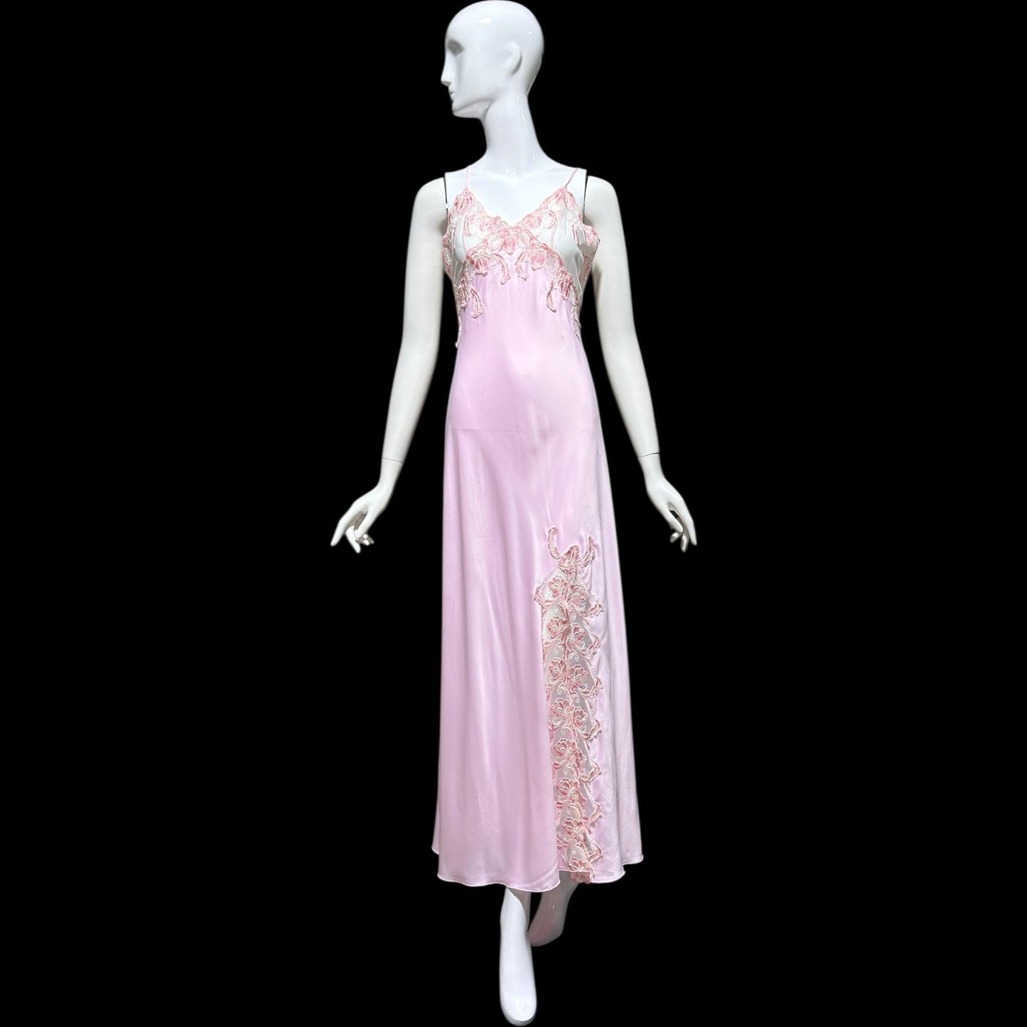 TERESA vintage Y2K nightgown robe set, Made in Italy, sheer pink lace sheath slip dress and peignoir set