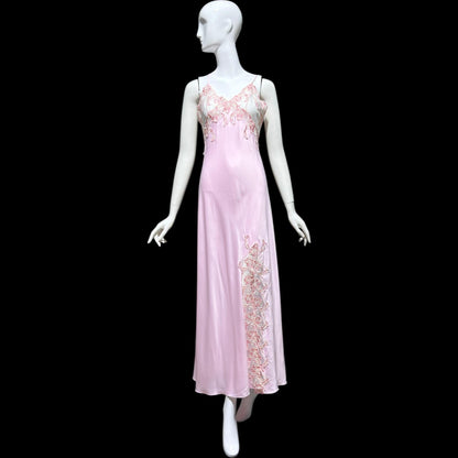 TERESA vintage Y2K nightgown robe set, Made in Italy, sheer pink lace sheath slip dress and peignoir set