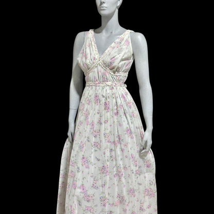 EVE STILLMAN for GRACETTE vintage 1950s Nightgown Slip Dress: floral Grecian Goddess Gown