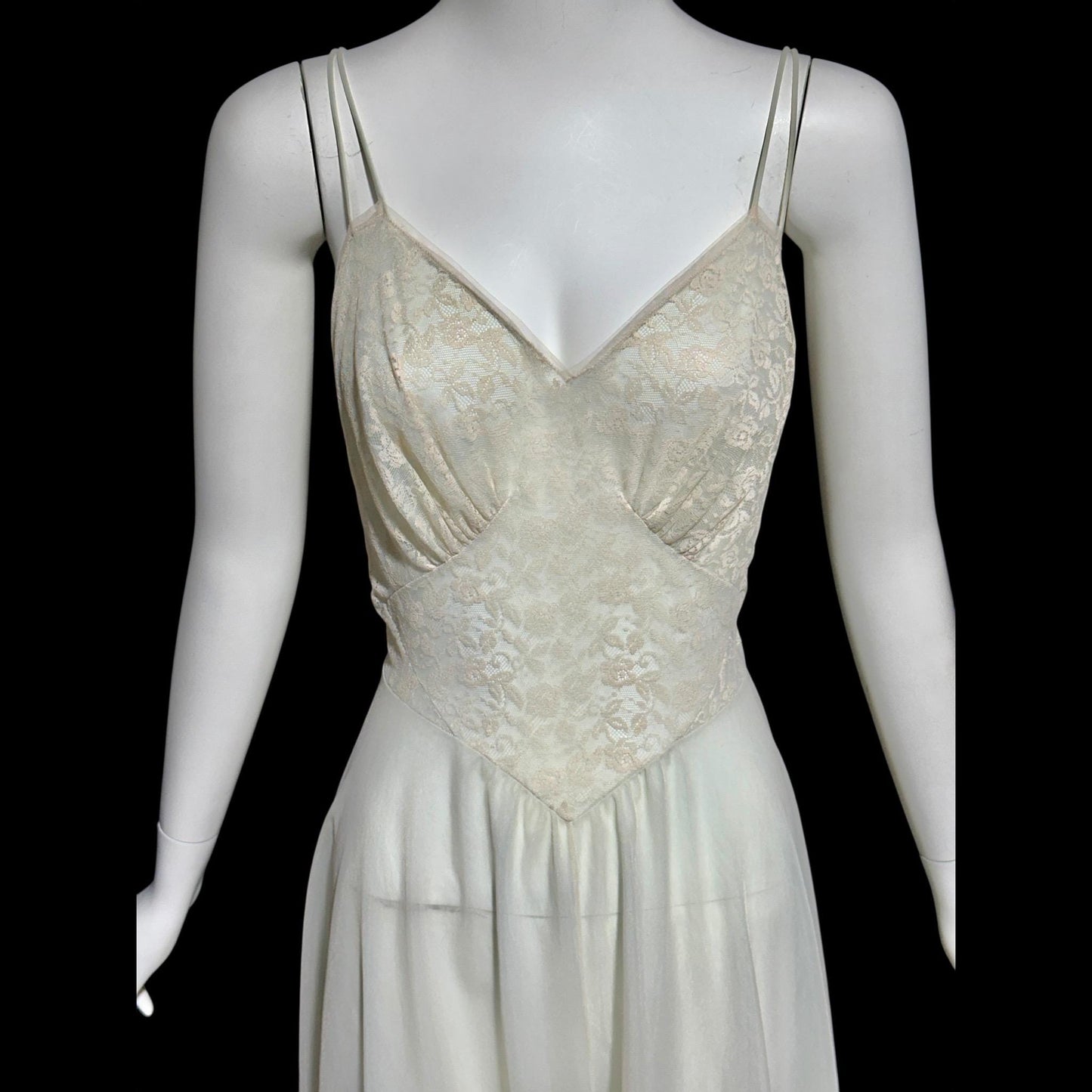 Vanity Fair Nightgown slip dress: Vintage 1940s Sheer pale green nylon and Lace Old Hollywood Glamour gown