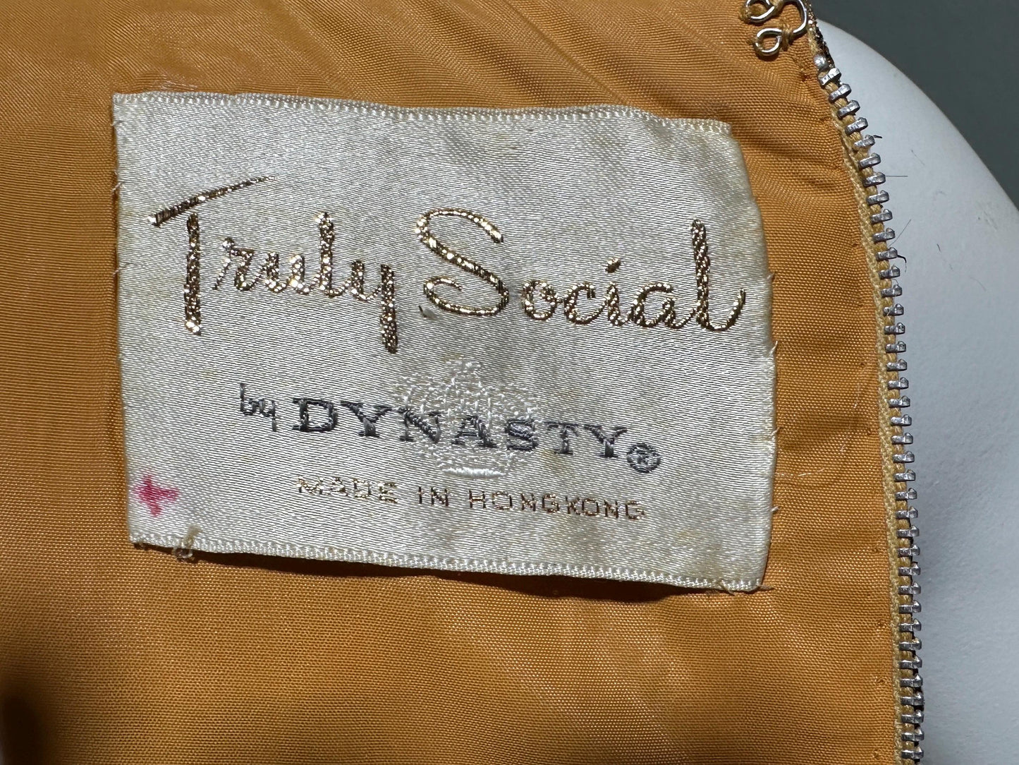 DYNASTY Vintage 1960s evening dress, TRULY SOCIAL metallic copper, gold, bronze and silver paisley gown