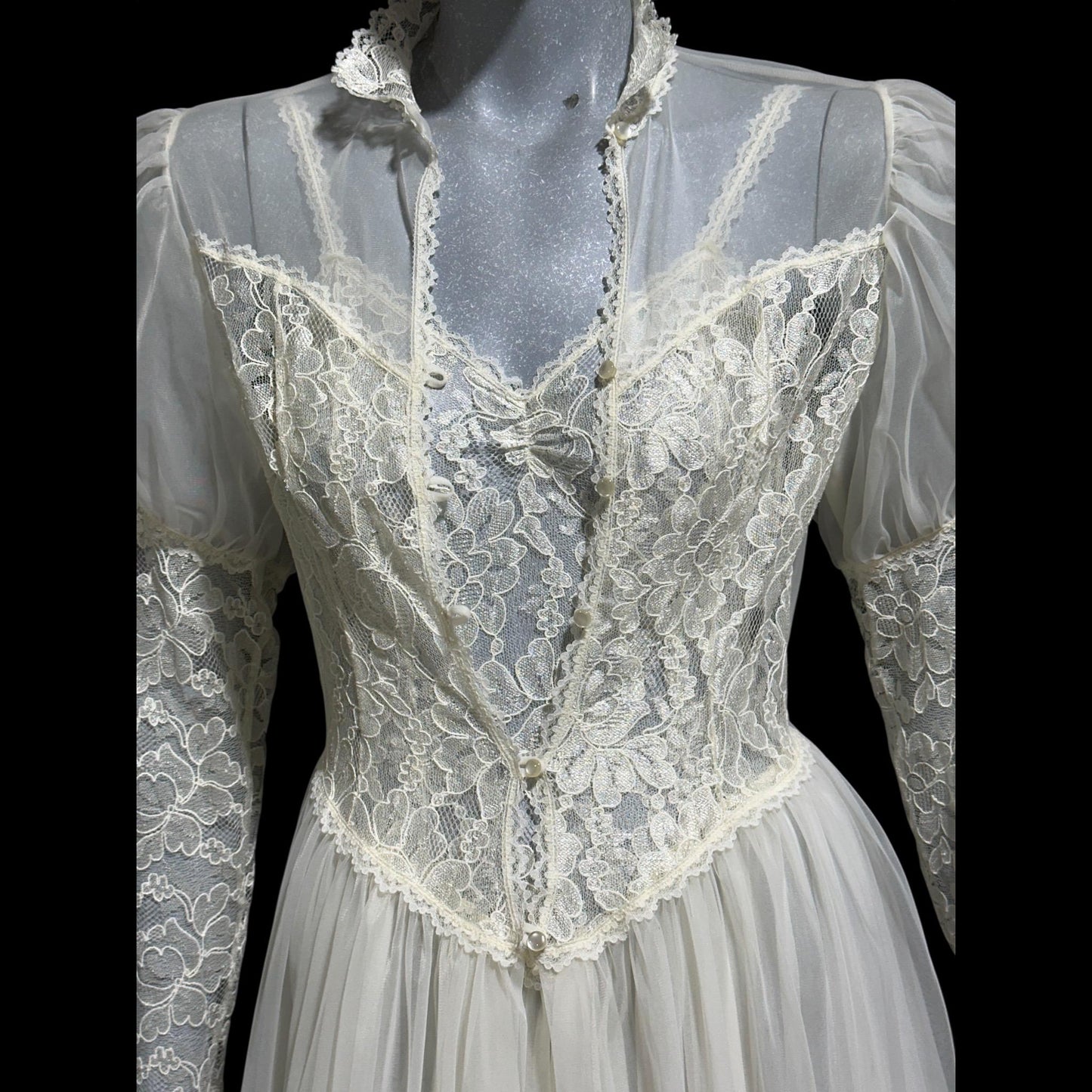 HENSON Kickernick vintage 1950s peignoir slip dress set, frothy white lacy nylon bridal nightgown robe set, THOSE SLEEVES