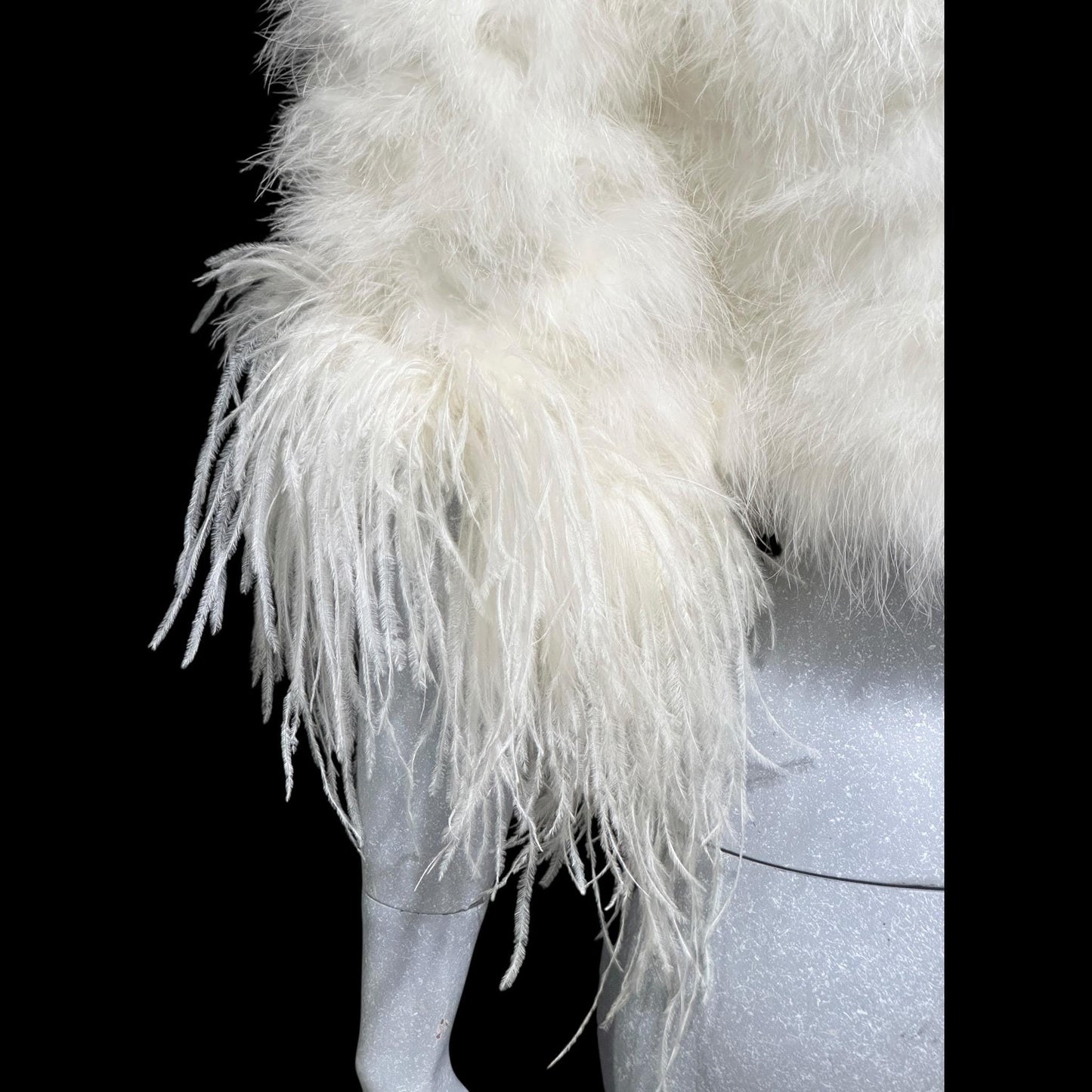 1980s Vintage marabou feather jacket, Snowy white marabou with ostrich feathers cropped wedding evening jacket