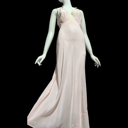 1940s vintage nightgown slip dress, Old Hollywood Powder Pink Bias Cut lingerie dress