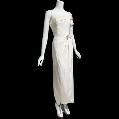 TOMASZ STARZEWSKI Saks Fifth Ave, vintage 1990s wedding dress, silk one shoulder bridal gown, London Designer gown