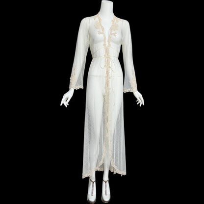 JONQUIL Diane Samandi dressing gown, Bergdorf Goodman 1990s see through feather weight bridal Robe