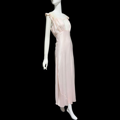1940s Pink bias cut Nightgown: Vintage Pale pink Old Hollywood Slip Dress