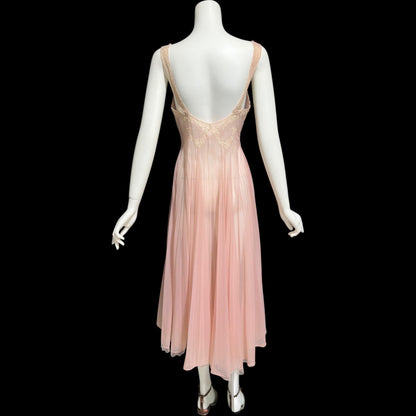VANITY FAIR Peignoir set, Vintage 1940s Dusty Pink pleated bridal slip dress and robe