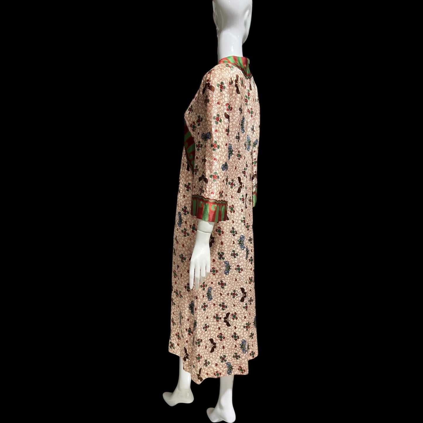 GALITZINE vintage 1960s butterfly print caftan dress, and SAKOWITZ, shift cut gown