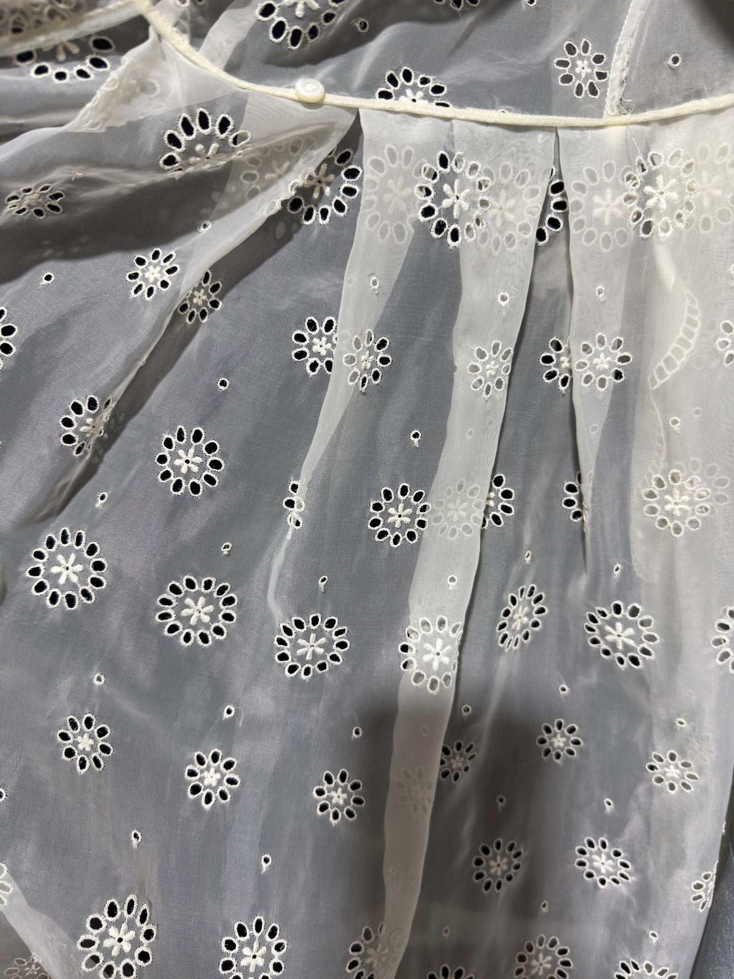 KICKERNICK Lingerie, vintage 1940s Sheer Dressing Gown: White eyelet Robe, Wrap front