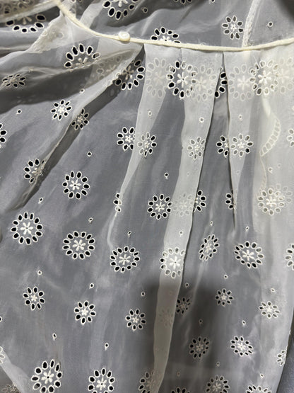 KICKERNICK Lingerie, vintage 1940s Sheer Dressing Gown: White eyelet Robe, Wrap front