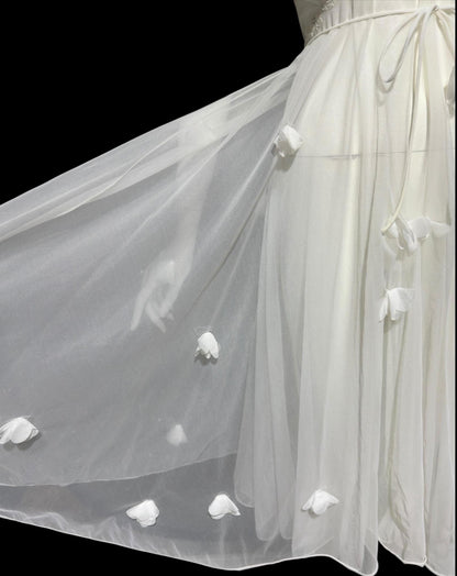 BEAU MONDE vintage 1950s slip dress, Max Schwartz ethereal sheer white double layer chiffon