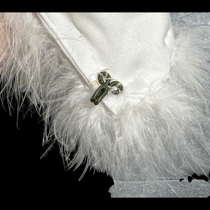 1980s Vintage Marabou Feather Cropped Jacket: Snowy White Bridal Wedding Evening Topper