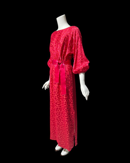 VICTOR COSTA, vintage 1970s evening dress, Hot Pink cowl back gown