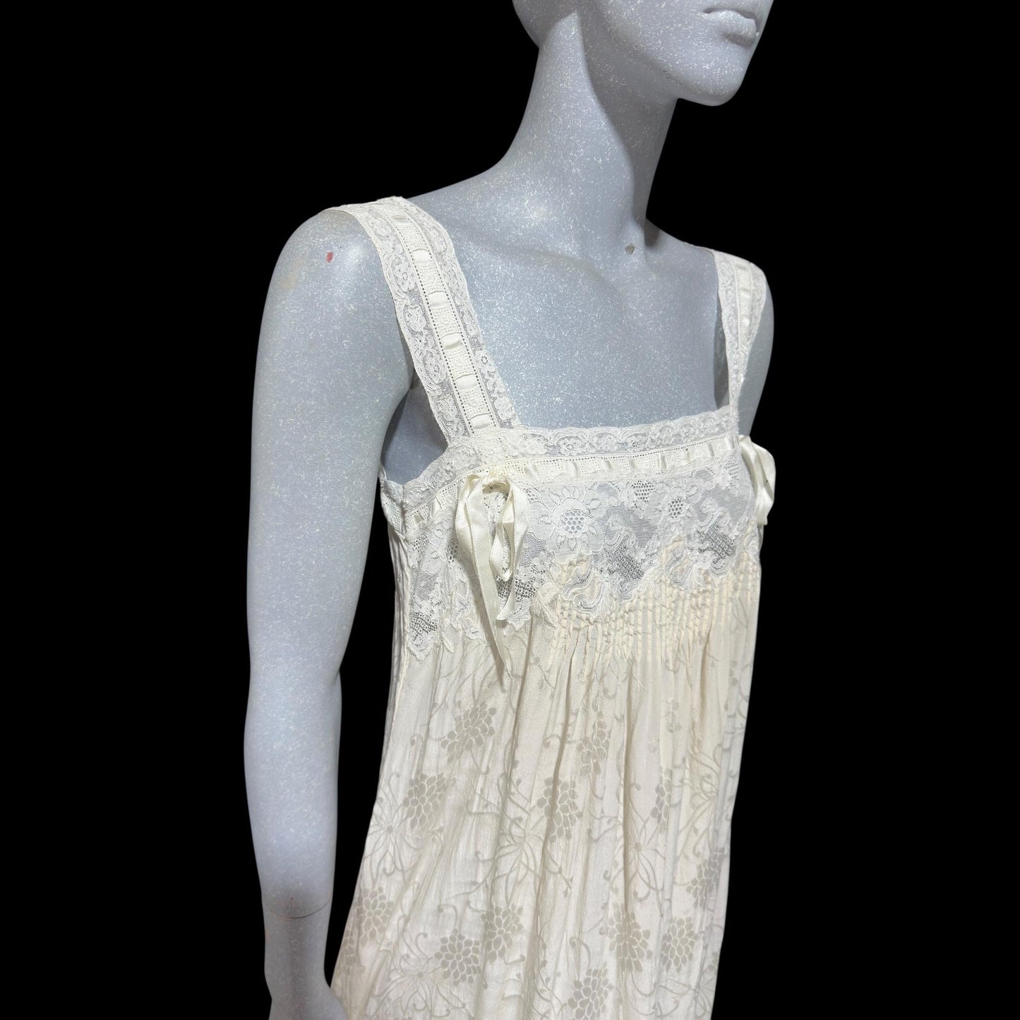 NANOUCHKA Vintage Edwardian style silk nightgown slip dress, pin tucks and lace babydoll night dress