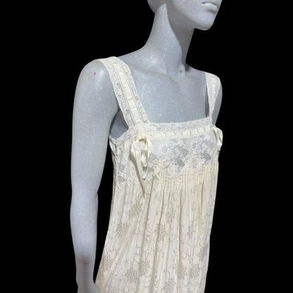 NANOUCHKA Vintage Edwardian style silk nightgown slip dress, pin tucks and lace babydoll night dress