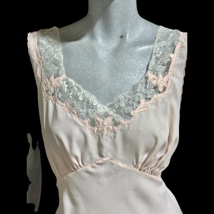 I. MAGNIN 1940s vintage Pink bias cut Nightgown: Old Hollywood Slip Dress