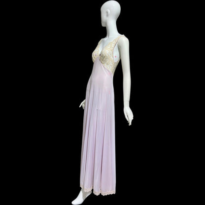 CLAIRE SANDRA by Lucie Ann vintage 1960s Nightgown: Powder Lavender Jersey Knit Gown