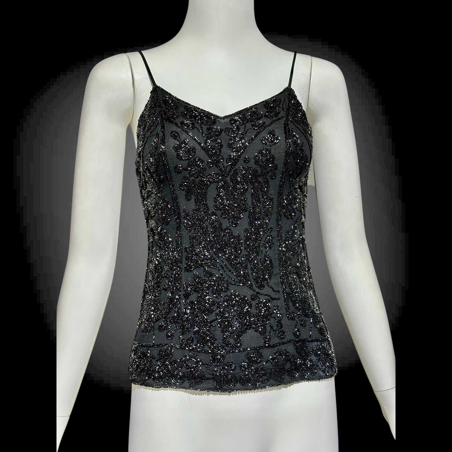 EAVIS and BROWN vintage 1980s Beaded Silk Camisole Top, Evening Wear
