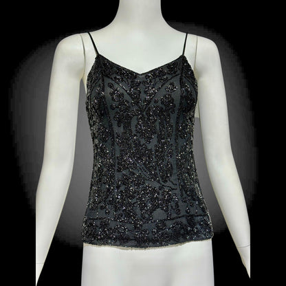 EAVIS and BROWN vintage 1980s Beaded Silk Camisole Top, Evening Wear