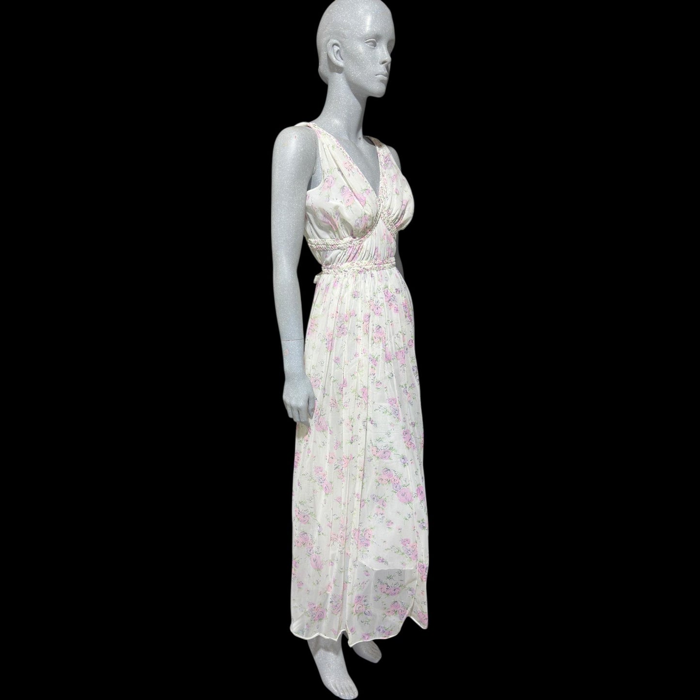 EVE STILLMAN for GRACETTE vintage 1950s Nightgown Slip Dress: floral Grecian Goddess Gown