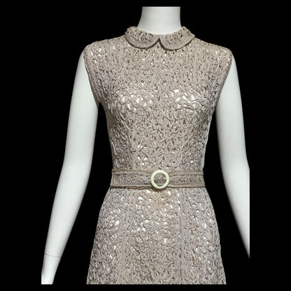 1930s vintage Ribbon Dress, Dusty Mauve shirt day dress with peter pan collar