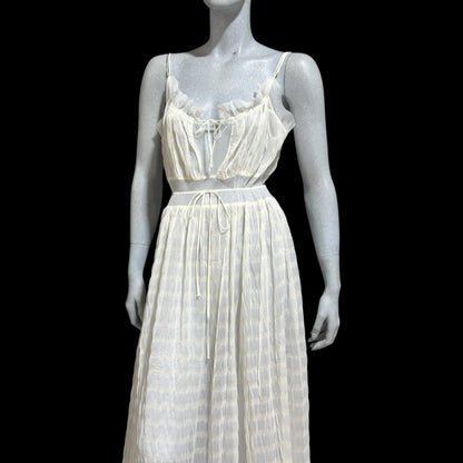 IRIS vintage 1930s Nightgown slip dress, ethereal white sheer waffled nylon lingerie dress