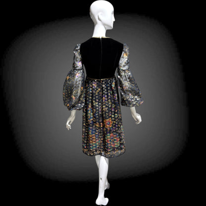 LORD & TAYLOR Vintage 1960s cocktail dress, Malcolm Starr Babydoll Empire Waist evening party dress