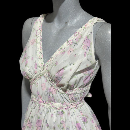 EVE STILLMAN for GRACETTE vintage 1950s Nightgown Slip Dress: floral Grecian Goddess Gown