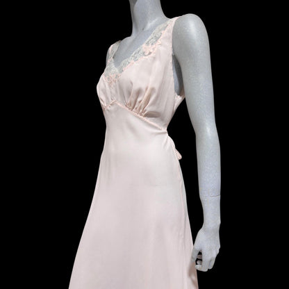 I. MAGNIN 1940s vintage Pink bias cut Nightgown: Old Hollywood Slip Dress