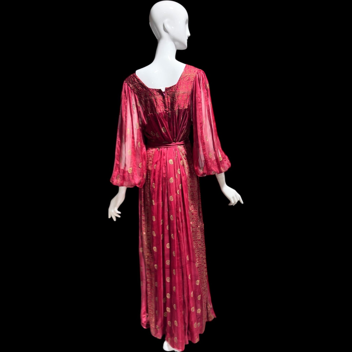 NEIMAN MARCUS Vintage 1970s evening dress, 100% Indian Silk Caftan Dress: Hippie Boho Maxi