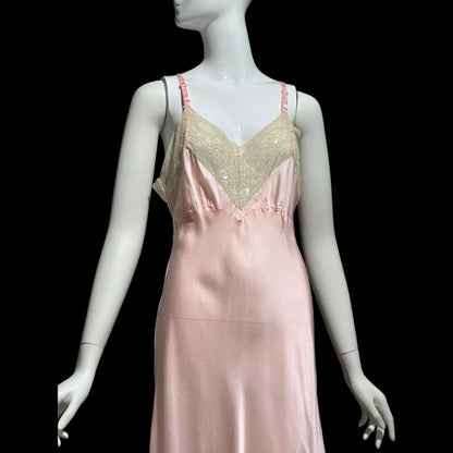 Barbara Lee, 1930s Rayon & Silk Slip Dress: Vintage Bias Cut Pale Pink Bemberg Nightgown